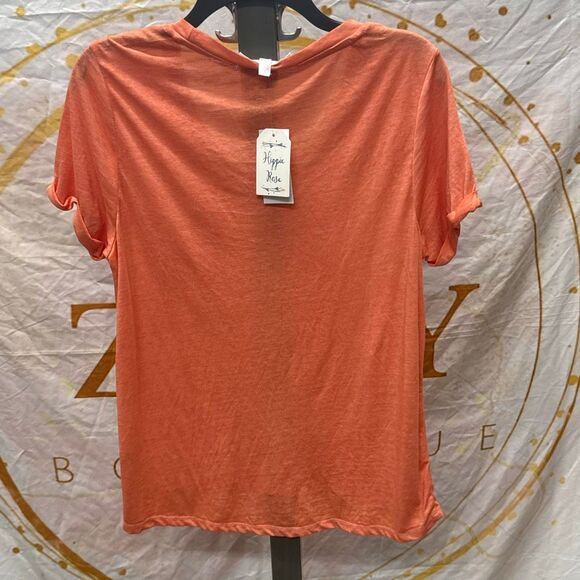 Hippie Rose Juniors' Burnout T-Shirt - Coral Burst Size L - Picture 3 of 3